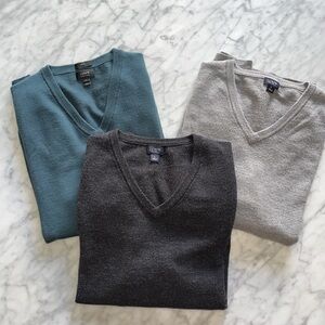 3 J. Crew 100% Wool V-Neck Sweaters